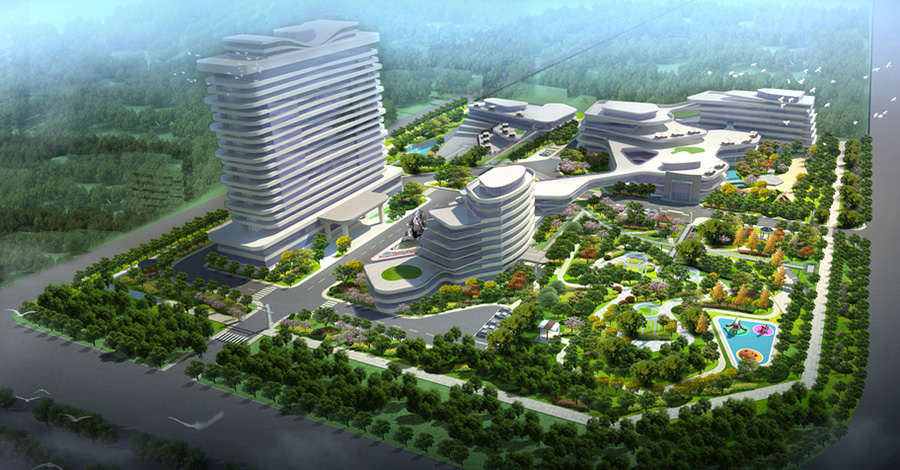 酒店规划设计案例效果图 绿地 酒店建筑 星级酒店 规划 园林规划